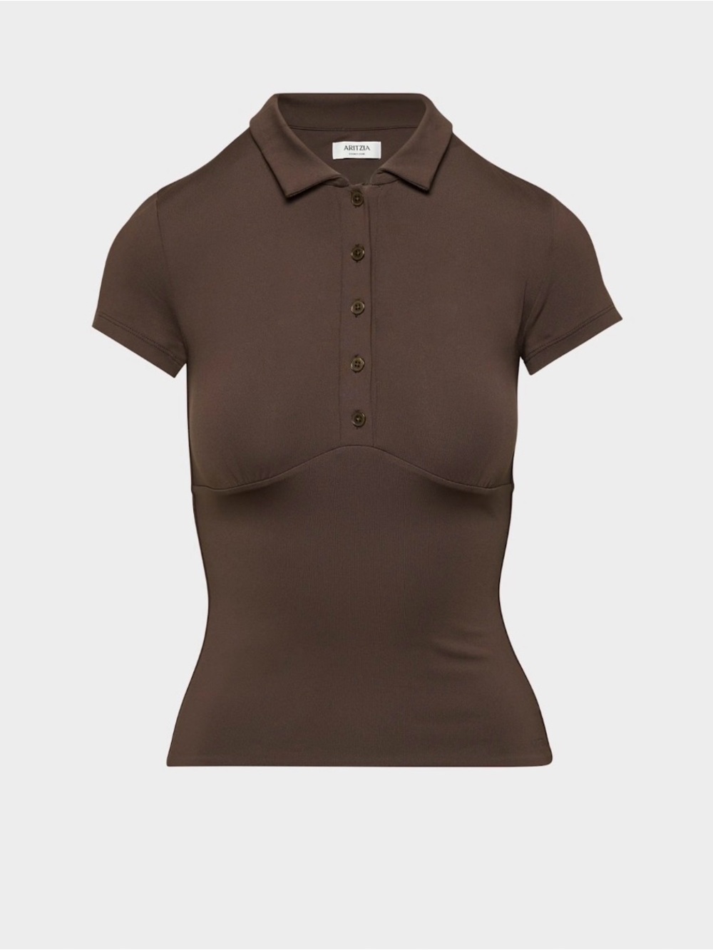 Aritzia Original Contour Flyer Polo T-Shirt Rich Mocha Brown